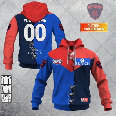 AFL Melbourne Demons Custom Name Number 2023 Mix Guernsey V2 Pullover Hoodie