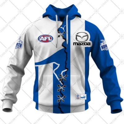 AFL North Melbourne Kangaroos Custom Name Number 2023 Mix Guernsey V2 Pullover Hoodie