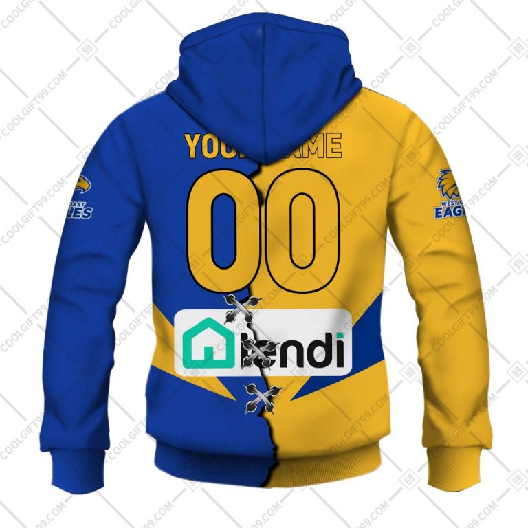 AFL West Coast Eagles Custom Name Number 2023 Mix Guernsey V2 Pullover Hoodie