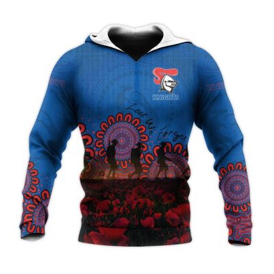 NRL Newcastle Knights Custom Name Number ANZAC Day Pullover Hoodie V11
