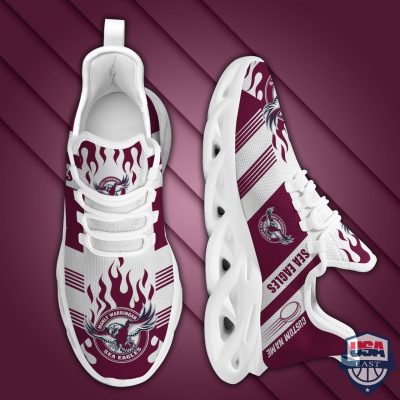 NRL Manly Warringah Sea Eagles Custom Name Max Soul Shoes