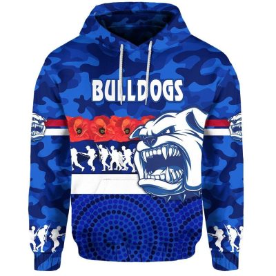AFL Western Bulldogs Custom Text ANZAC Day Pullover Hoodie