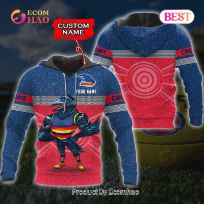 AFL Adelaide Crows Custom Name Mascot Pullover Hoodie