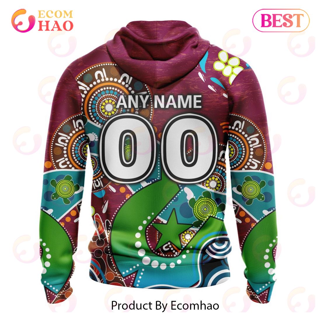 AFL Brisbane Lions Custom Name Number Special Design NAIDOC Pullover Hoodie AFL Brisbane Lions Custom Name Number Special Design NAIDOC Pullover Hoodie