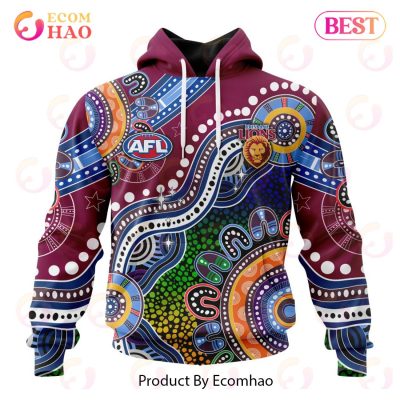 AFL Brisbane Lions Custom Name Number Special Indigenous Pullover Hoodie