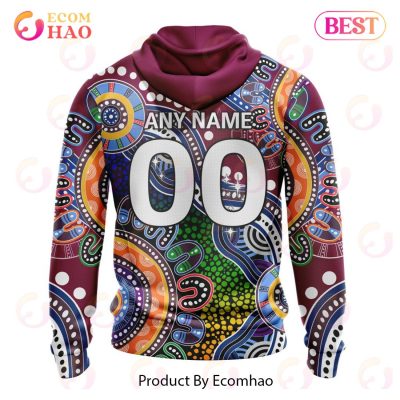 AFL Brisbane Lions Custom Name Number Special Indigenous Pullover Hoodie