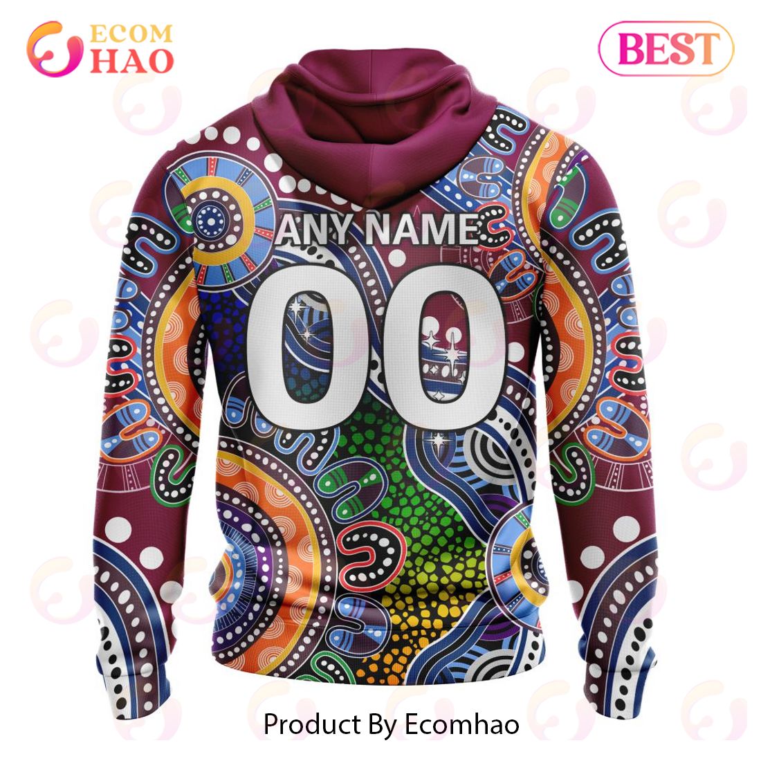 AFL Brisbane Lions Custom Name Number Special Indigenous Pullover Hoodie AFL Brisbane Lions Custom Name Number Special Indigenous Pullover Hoodie