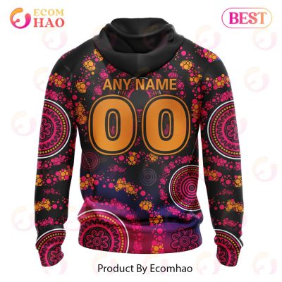 AFL Brisbane Lions Custom Name Number Pink Breast Cancer Pullover Hoodie