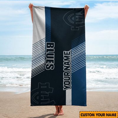 AFL Carlton Blues Custom Name Gift For Fans Beach Towel