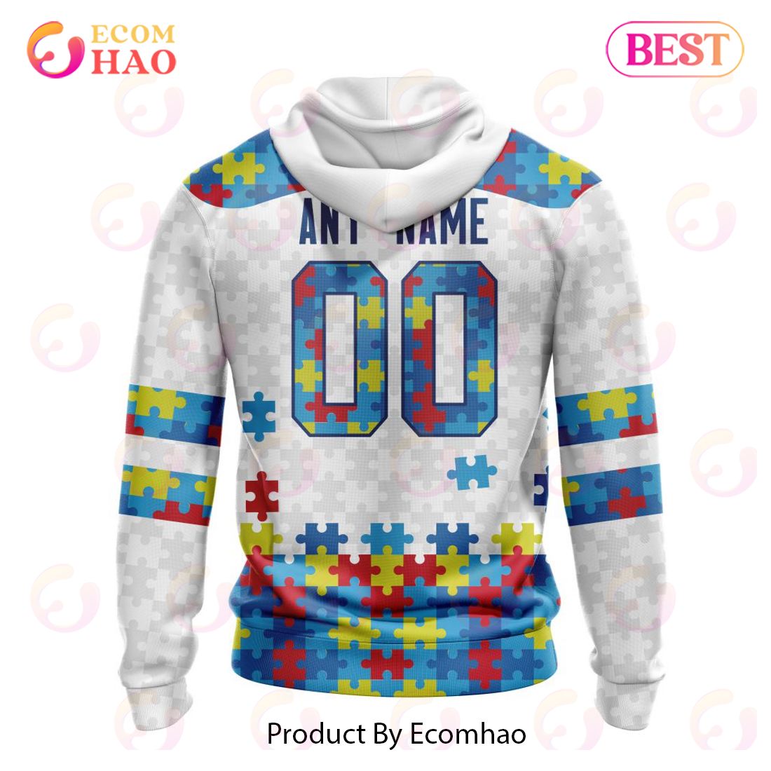 AFL Carlton Blues Custom Name Number Autism Awareness Pullover Hoodie AFL Carlton Blues Custom Name Number Autism Awareness Pullover Hoodie