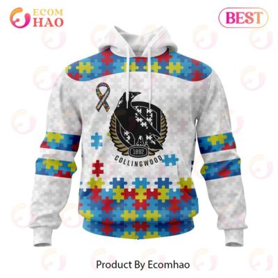 AFL Collingwood Magpies Custom Name Number Autism Awareness Pullover Hoodie
