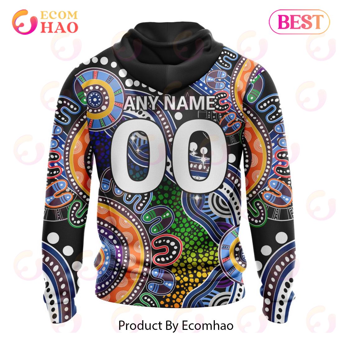 AFL Collingwood Magpies Custom Name Number Special Indigenous Pullover Hoodie AFL Collingwood Magpies Custom Name Number Special Indigenous Pullover Hoodie