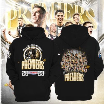 AFL Collingwood Magpies Black Premiers 2023 Pullover Hoodie