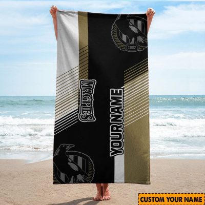 AFL Collingwood Magpies Custom Name Gift For Fans Beach Towel
