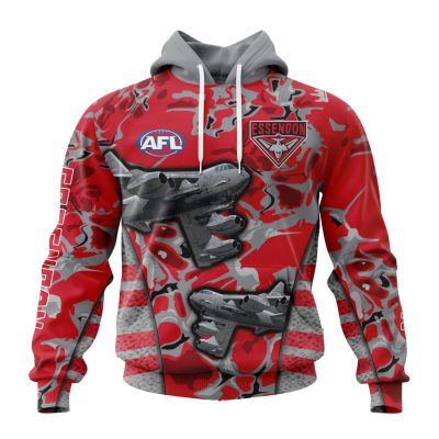 AFL Essendon Bombers Custom Name Number Camo Morden Art Style Pullover Hoodie