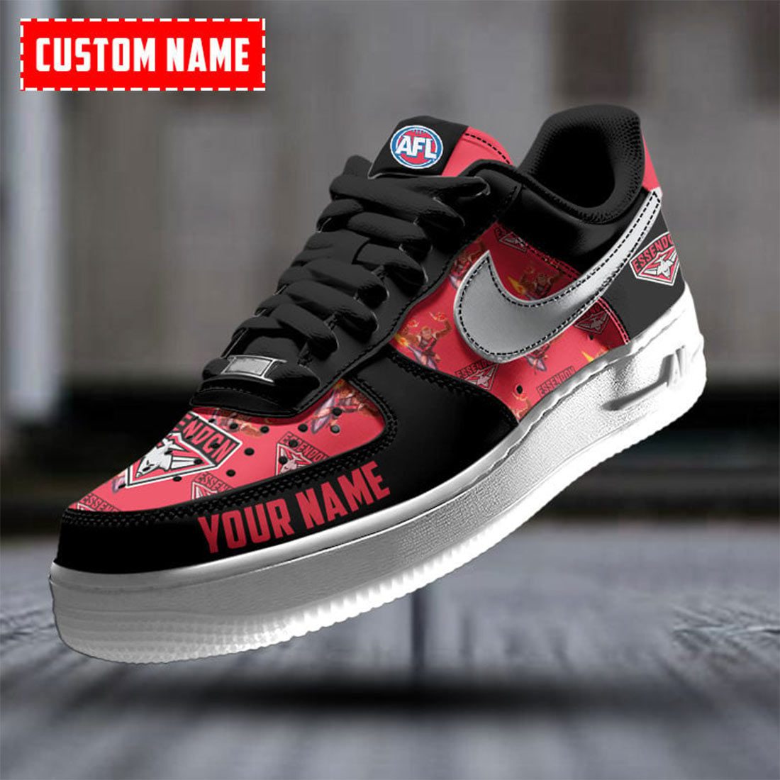 AFL Essendon Bombers Custom Name Special Edition Air Force 1 Sneakers AFL Essendon Bombers Custom Name Special Edition Air Force 1 Sneakers
