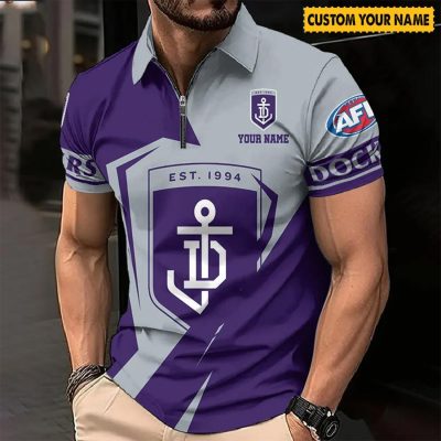 AFL Fremantle Dockers Custom Name Special Edition Zipper Polo Shirt
