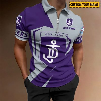 AFL Fremantle Dockers Custom Name Special Edition Zipper Polo Shirt