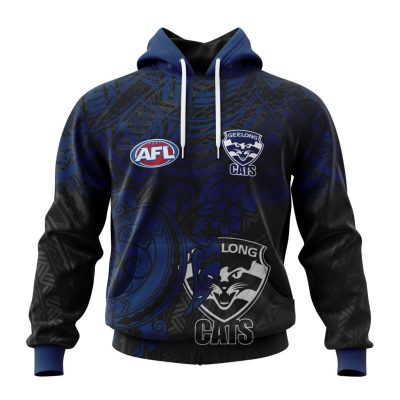 AFL Geelong Cats Custom Name Number Polynesian Concept Pullover Hoodie