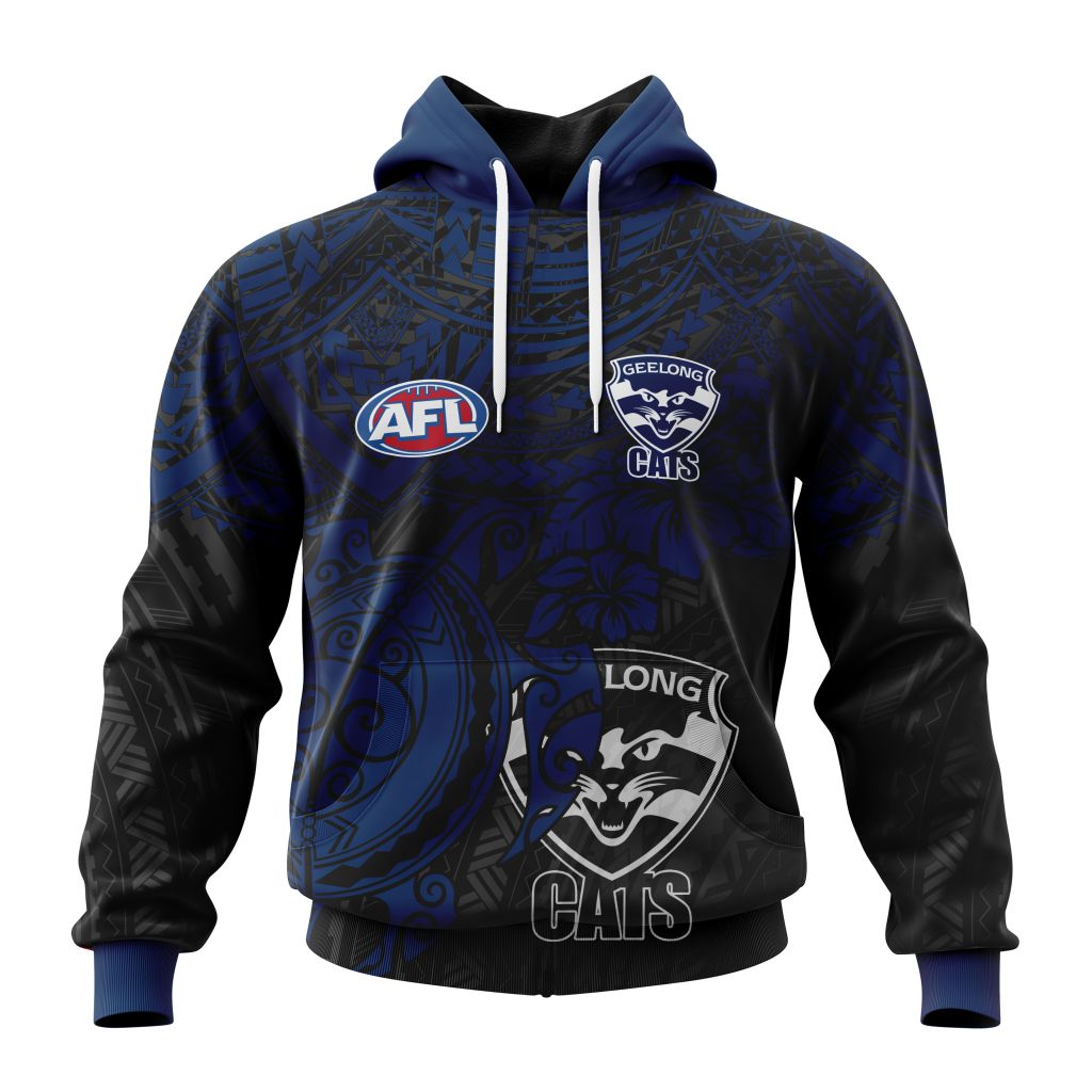AFL Geelong Cats Custom Name Number Polynesian Concept Pullover Hoodie AFL Geelong Cats Custom Name Number Polynesian Concept Pullover Hoodie