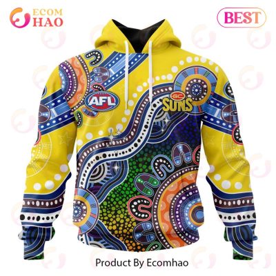 AFL Gold Coast Suns Custom Name Number Special Indigenous Pullover Hoodie