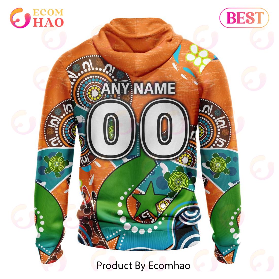 AFL Greater Western Sydney Giants Custom Name Number Special Design NAIDOC Pullover Hoodie AFL Greater Western Sydney Giants Custom Name Number Special Design NAIDOC Pullover Hoodie