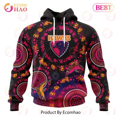 AFL Hawthorn Hawks Custom Name Number Pink Breast Cancer Pullover Hoodie