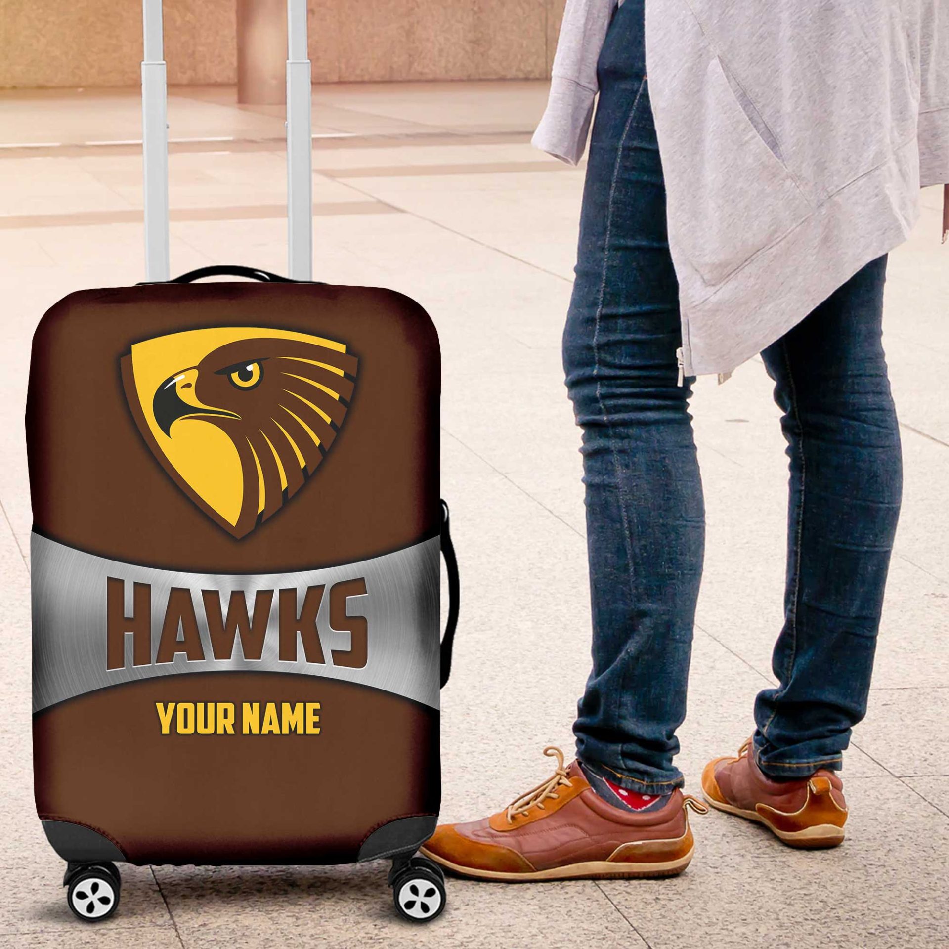 AFL Hawthorn Hawks Custom Name Gift For Fans Luggage Cover AFL Hawthorn Hawks Custom Name Gift For Fans Luggage Cover
