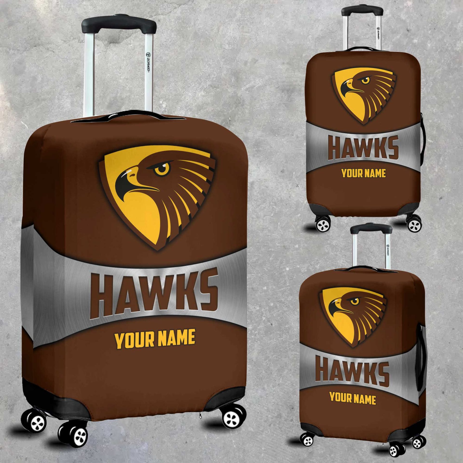 AFL Hawthorn Hawks Custom Name Gift For Fans Luggage Cover AFL Hawthorn Hawks Custom Name Gift For Fans Luggage Cover