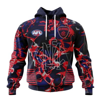AFL Melbourne Demons Custom Name Number Camo Morden Art Style Pullover Hoodie