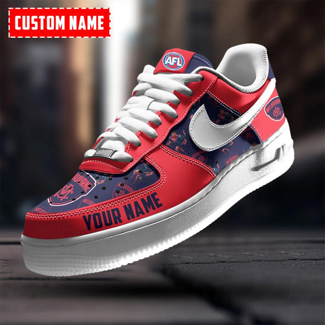 AFL Melbourne Demons Custom Name Special Edition Air Force 1 Sneakers AFL Melbourne Demons Custom Name Special Edition Air Force 1 Sneakers