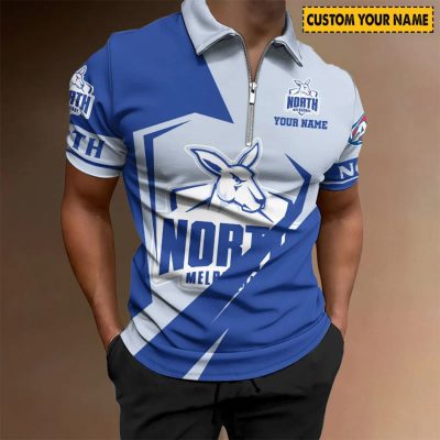 AFL North Melbourne Kangaroos Custom Name Special Edition Zipper Polo Shirt