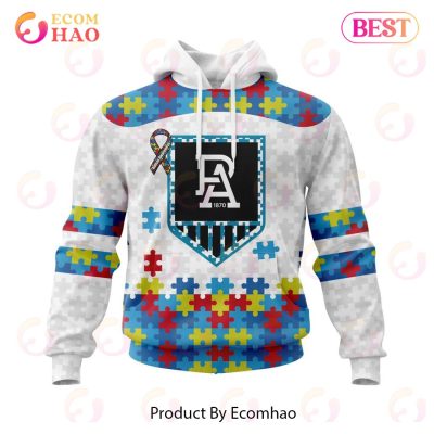 AFL Port Adelaide Custom Name Number Autism Awareness Pullover Hoodie