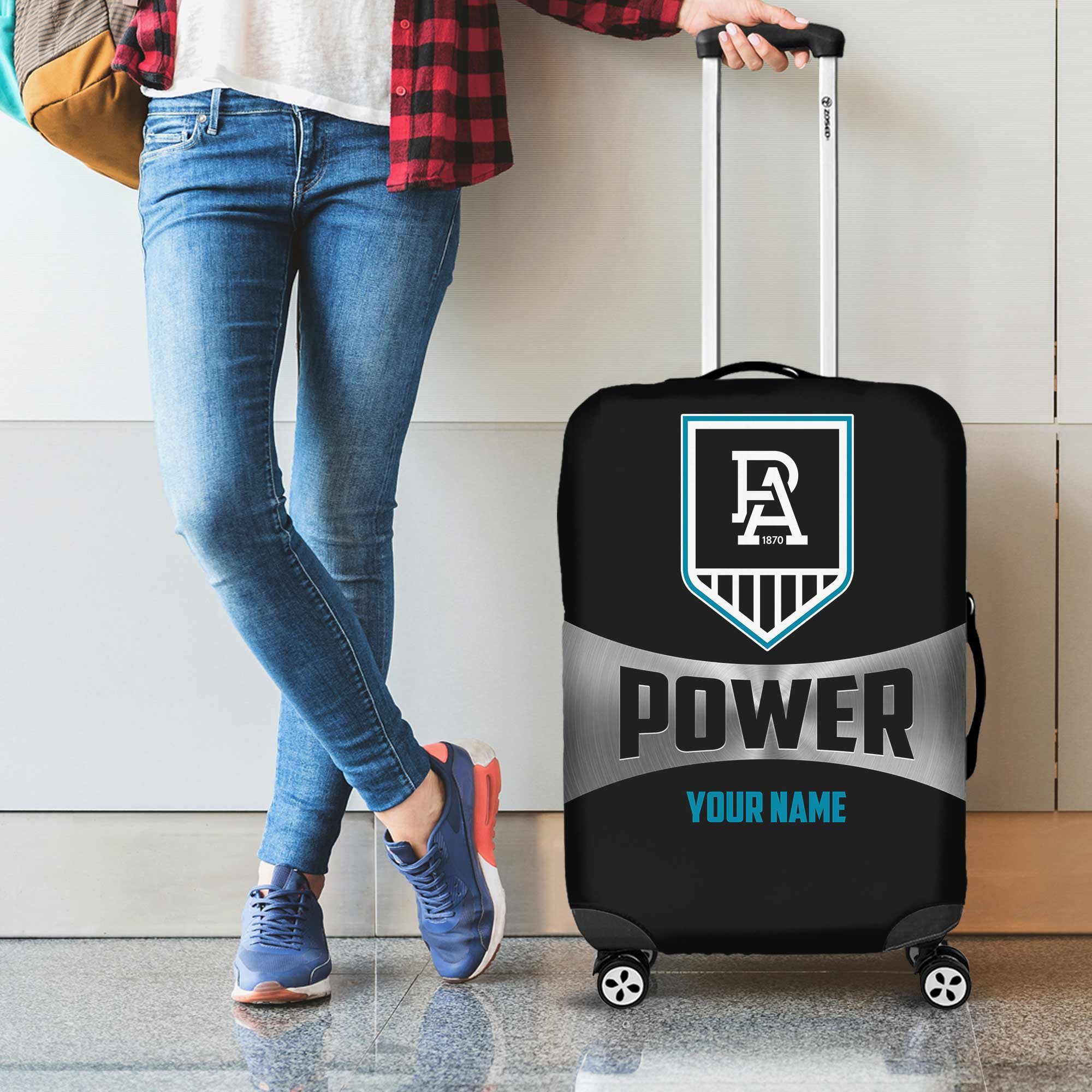 AFL Port Adelaide Custom Name Gift For Fans Luggage Cover AFL Port Adelaide Custom Name Gift For Fans Luggage Cover