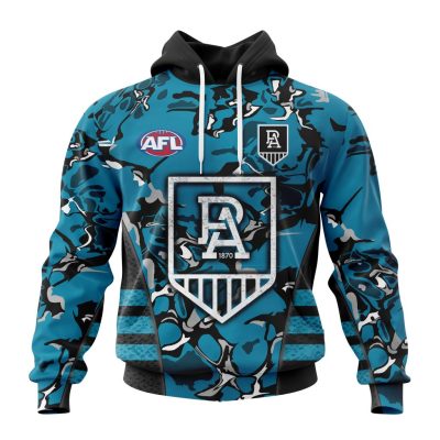 AFL Port Adelaide Custom Name Number Camo Morden Art Style Pullover Hoodie