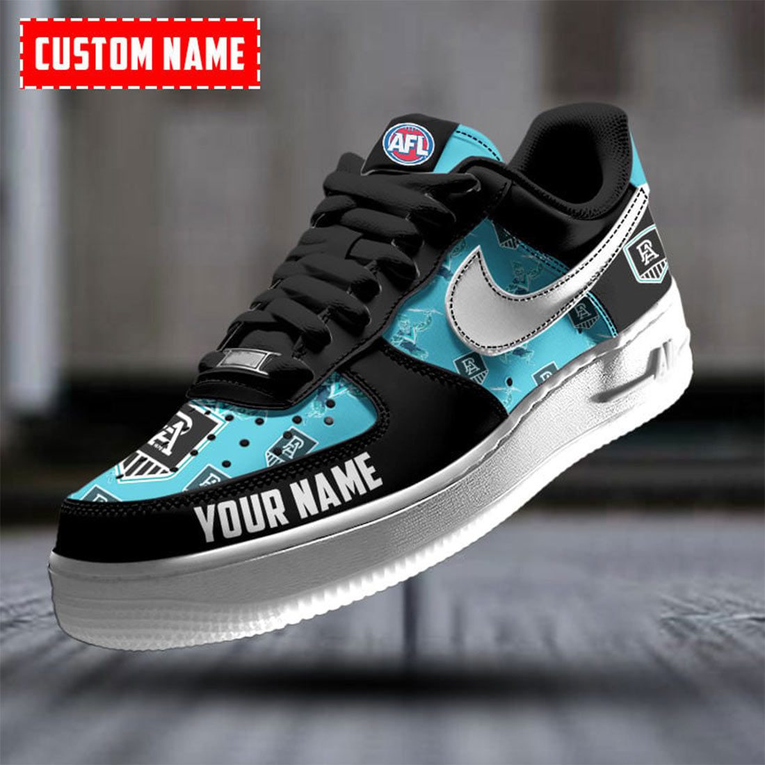 AFL Port Adelaide Custom Name Special Edition Air Force 1 Sneakers AFL Port Adelaide Custom Name Special Edition Air Force 1 Sneakers