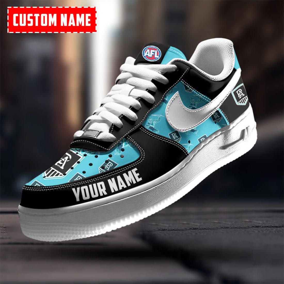 AFL Port Adelaide Custom Name Special Edition Air Force 1 Sneakers AFL Port Adelaide Custom Name Special Edition Air Force 1 Sneakers