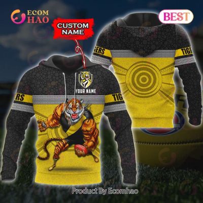 AFL Richmond Tigers Custom Name Indigenous Mascot Pullover Hoodie