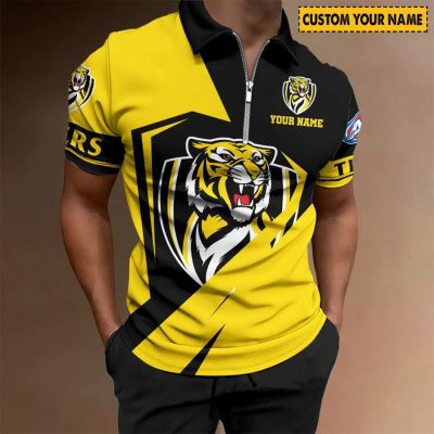 AFL Richmond Tigers Custom Name Special Edition Zipper Polo Shirt