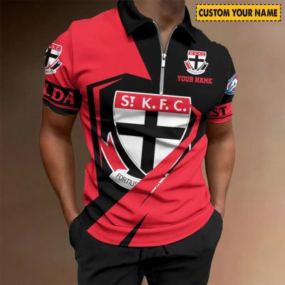 AFL St Kilda Saints Custom Name Special Edition Zipper Polo Shirt