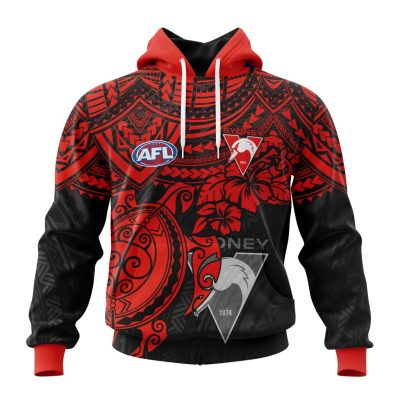 AFL Sydney Swans Custom Name Number Polynesian Concept Pullover Hoodie