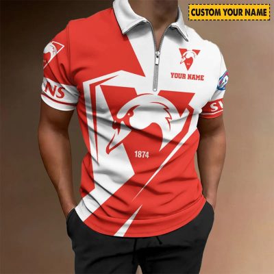 AFL Sydney Swans Custom Name Special Edition Zipper Polo Shirt