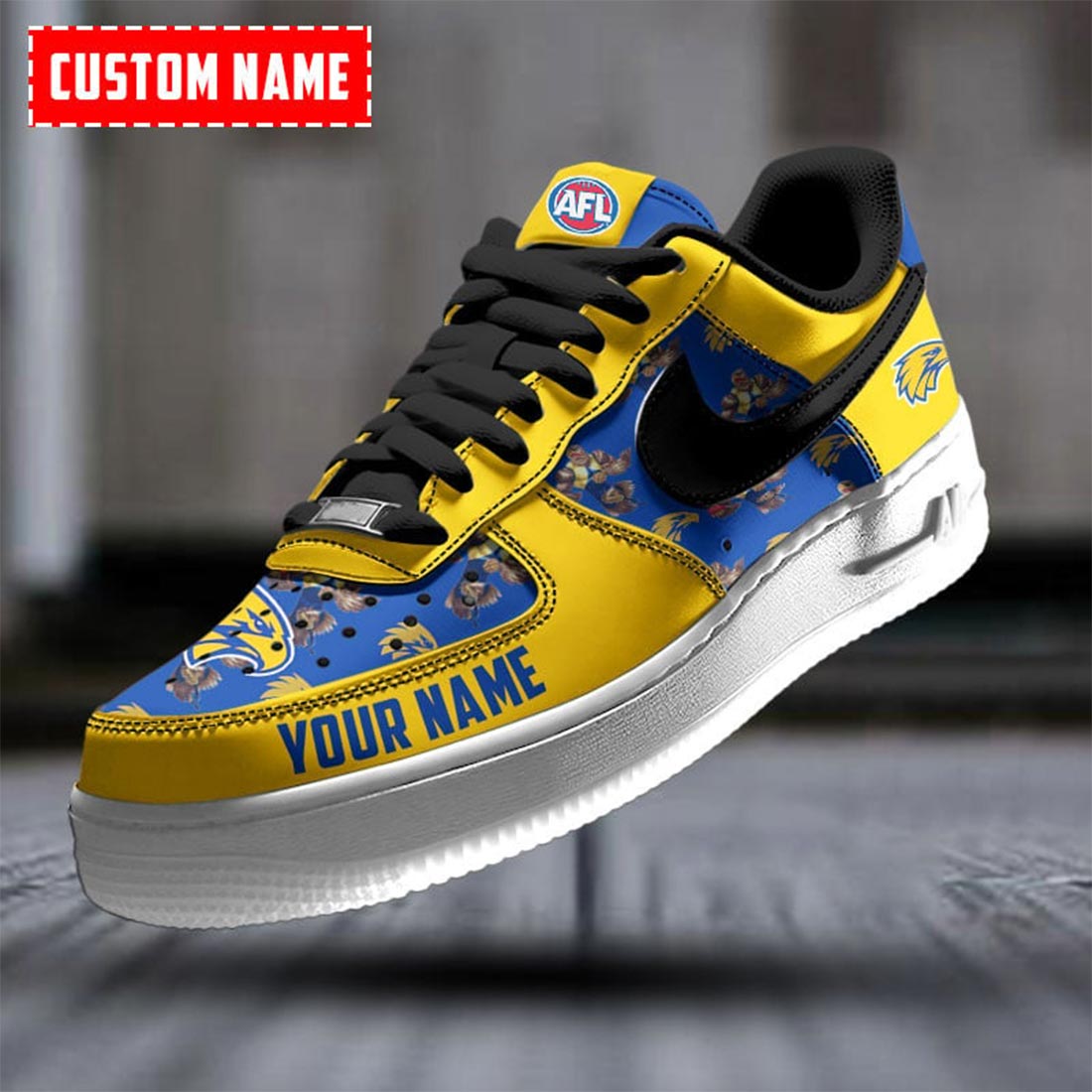 AFL West Coast Eagles Custom Name Special Edition Air Force 1 Sneakers AFL West Coast Eagles Custom Name Special Edition Air Force 1 Sneakers