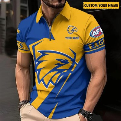 AFL West Coast Eagles Custom Name Special Edition Zipper Polo Shirt