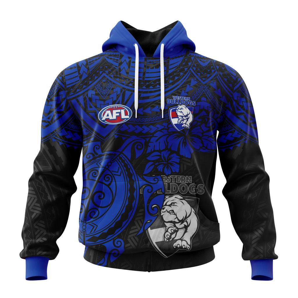 AFL Western Bulldogs Custom Name Number Polynesian Concept Pullover Hoodie AFL Western Bulldogs Custom Name Number Polynesian Concept Pullover Hoodie