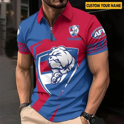 AFL Western Bulldogs Custom Name Special Edition Zipper Polo Shirt