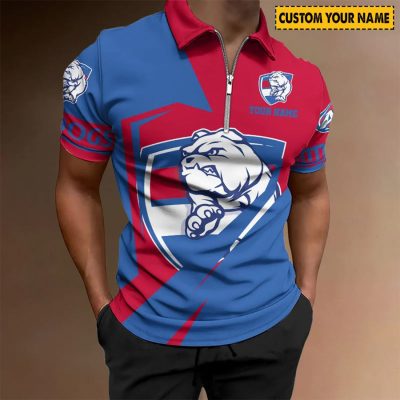 AFL Western Bulldogs Custom Name Special Edition Zipper Polo Shirt