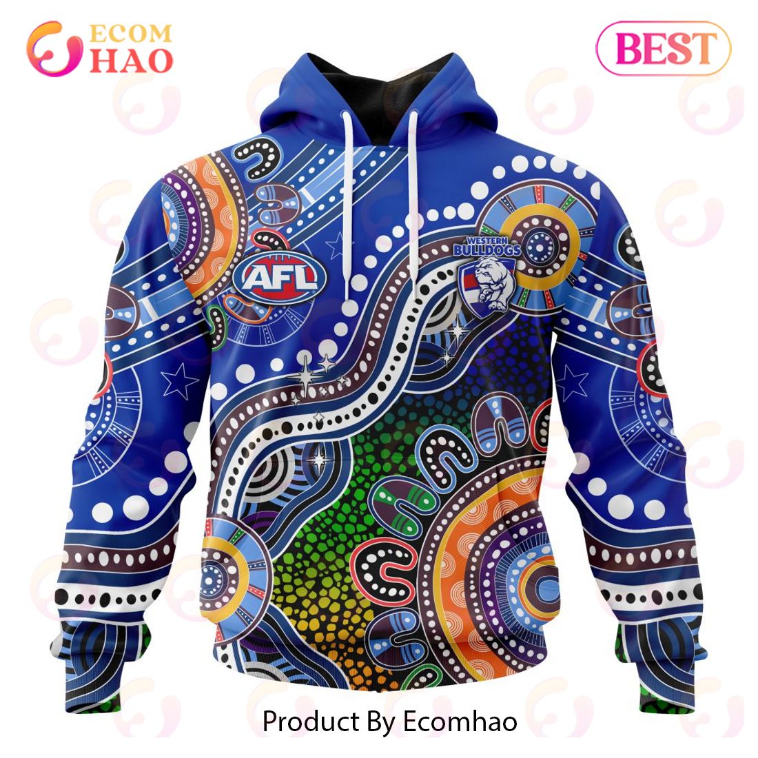 AFL Western Bulldogs Custom Name Number Special Indigenous Pullover Hoodie AFL Western Bulldogs Custom Name Number Special Indigenous Pullover Hoodie