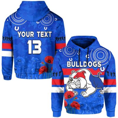 AFL Western Bulldogs Custom Text Number ANZAC 2022 Pullover Hoodie