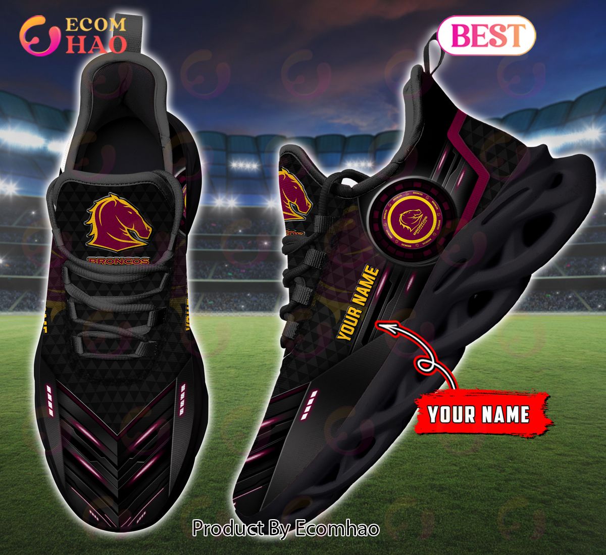 NRL Brisbane Broncos Custom Name 2023 New Max Soul Shoes V1 NRL Brisbane Broncos Custom Name 2023 New Max Soul Shoes V1